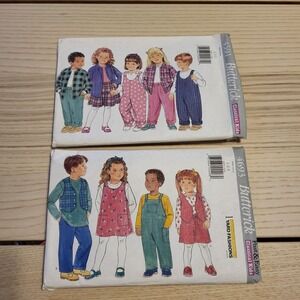Butterick 1996 Kids Sewing Patterns Lot of 2 4591 & 4693 Toddlers Outfits CUT